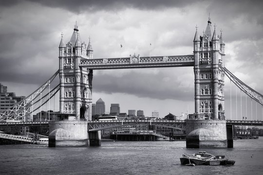 Tower Bridge in London, black white photo