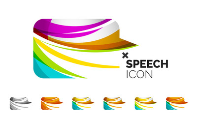 Set of abstract speech bubble and cloud icons, business logotype