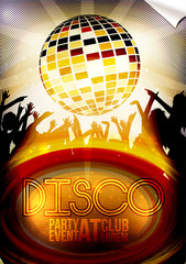 Retro Disco Party Poster Background Template - Vector Illustration