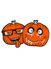 2 pumpkin friends nerd geek crazy