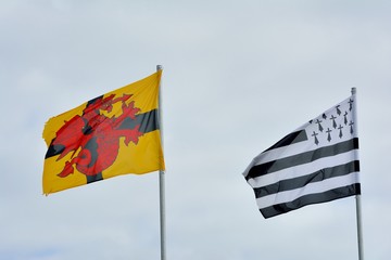 Drapeaux dans le vent en gros plan