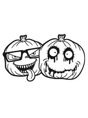 2 pumpkin friends nerd geek crazy