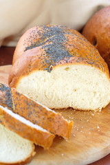 Sliced wheat bread with poppy seeds
