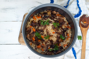 Vegetarian pilaf with porcini mushrooms