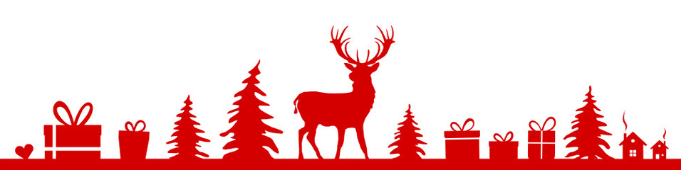 Weihnachten Silhouette mit Hirsch © SimpLine