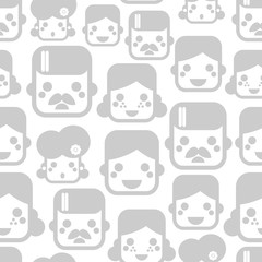 Seamless pattern with happy family faces.