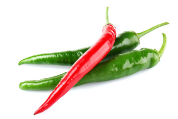 Hot peppers isolated on white