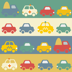 Seamless pattern with cartoon cars.