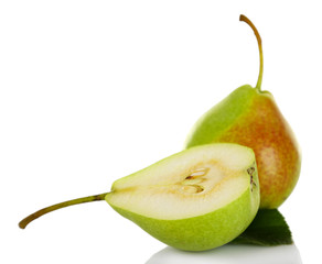 Ripe tasty pears isolated on white