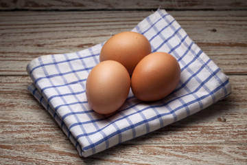cooking eggs napery kitchen wood teak vintage still life background