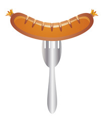 Sausage, prick with a fork vector eps 10