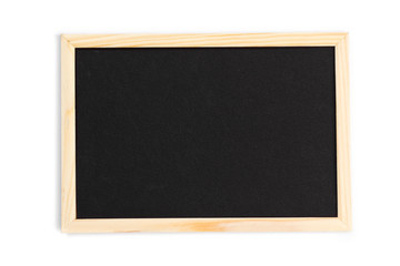 Fototapeta premium horizontal wooden photo frame with black field on white background isolated with real shadows