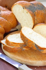 Sliced wheat bread with poppy seeds