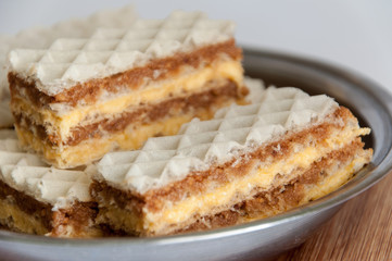 Wafers in the metal bowl