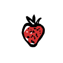 Decorative strawberries on white background drawn by hand with
