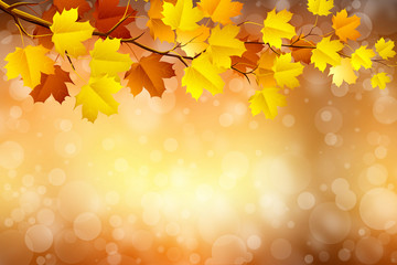 Naklejka na ściany i meble autumn in blurry circle glowing bokeh background