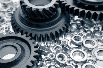 Cogs and steel nuts parts