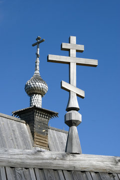 Wooden church of the Resurrection (1700) in Ples, Russia. Popular landmark.