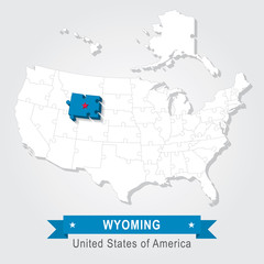 Wyoming state. USA administrative map.
