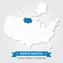 North Dakota state. USA administrative map.