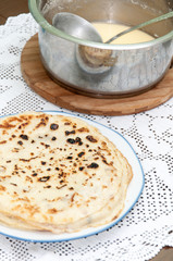 Fresh baked pancakes served on a plate