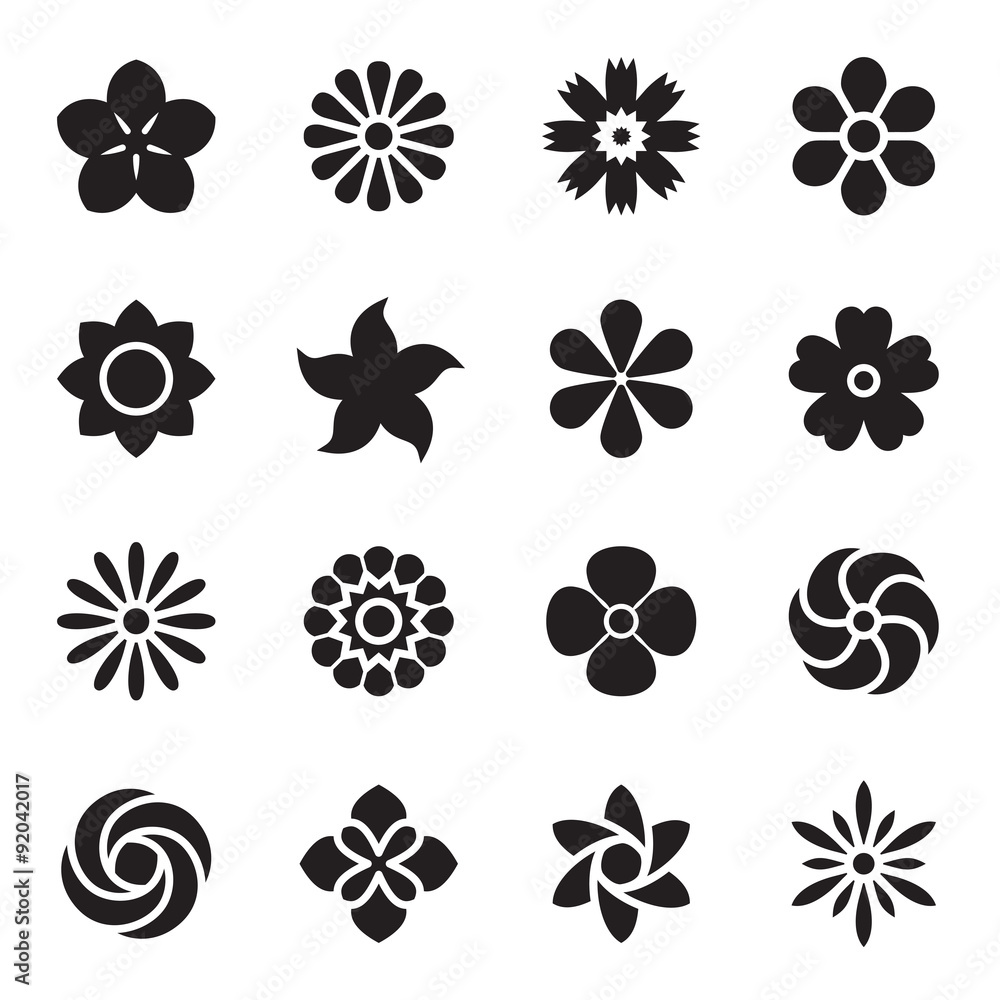 Wall mural Flower icons. Vector illustration