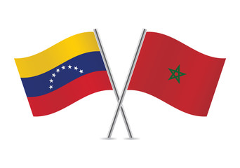 Morocco and Venezuela flags. Vector illustration.