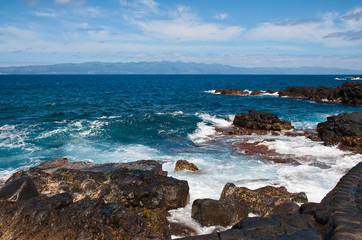Coast of volcanic island Pico