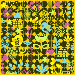 Abstract background made of circles with birds.