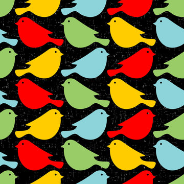Colorful birds seamless patterns.