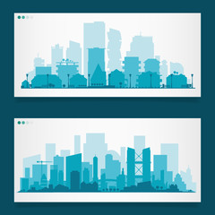 Naklejka premium Various part cities skyline sets