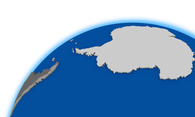 Antarctica on globe political map