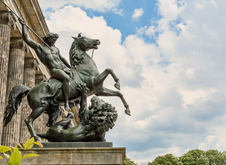 Altes Museum. Composition rider slaying a lion near the old Museum in Berlin. 