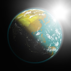 Sunrise over southeast Asia