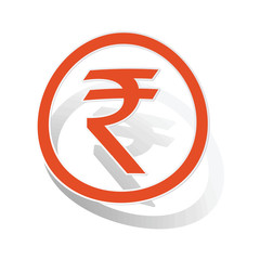 Indian rupee sign sticker, orange
