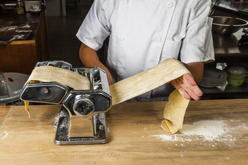 Pasta machine and fresh pasta.