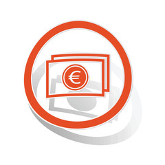 Euro banknote sign sticker, orange