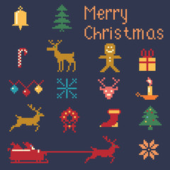 Fototapeta na wymiar Christmas winter pixels