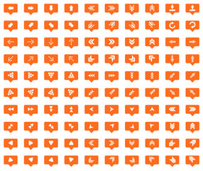Arrow orange message icons set