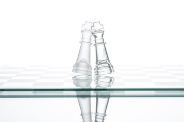 Fototapeta na wymiar business Competition Conflict, transparent glass Chess, Reflec