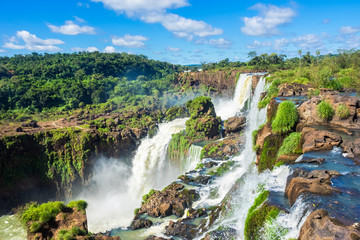 Iguazu Falls, on the Border of Argentina, Brazil, and Paraguay - obrazy, fototapety, plakaty