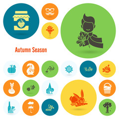 Set of Flat Autumn Icons