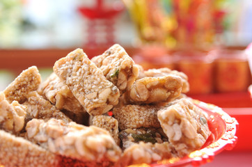 Sweet nutty snack in Chinese style wedding ceremony
