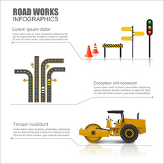Road worker infographics,vector