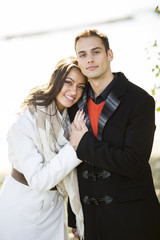 Young couple in the autumn park