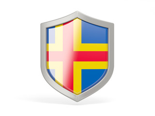 Shield icon with flag of aland islands