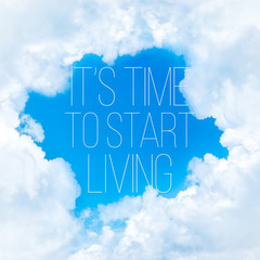 Fototapeta premium Quote on the sky inside clouds background