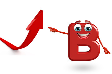 Cartoon Character of alphabet B with arrow