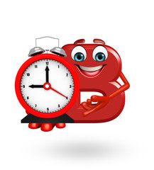 Cartoon Character of alphabet B with clock