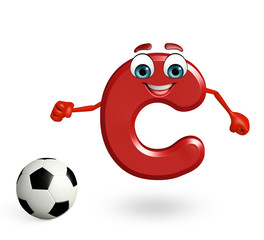 Cartoon Character of alphabet C with football